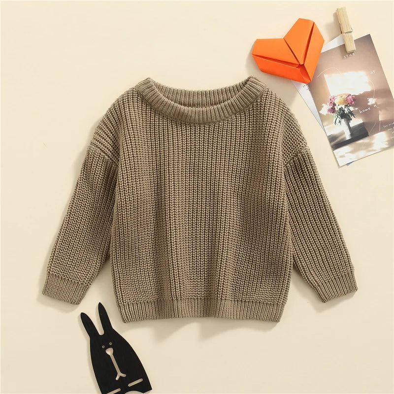 Warm colored knitted sweaters