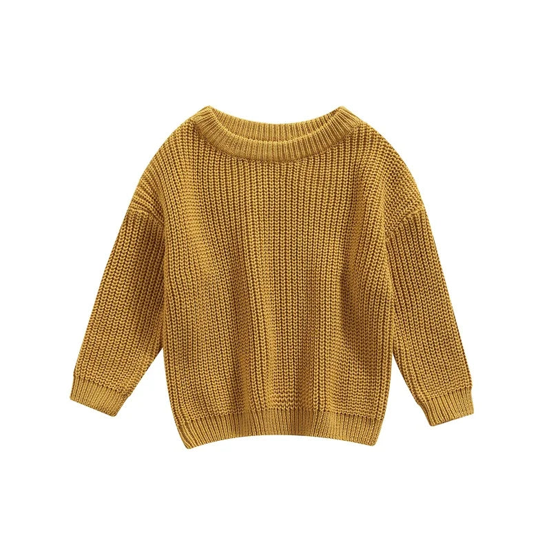 Warm colored knitted sweaters