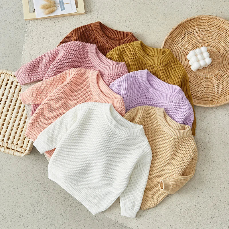 Warm colored knitted sweaters